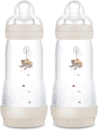 MAM Biberon Easy Start/Anti-Colique - 320ml - Sable - Tétine Débit 3 (Lot de 2)