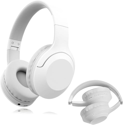 ワイヤレスヘッドホン Bluetooth5.3 オーバーイヤー Bluetooth Headphones/低遅延/密閉型音漏れしにくく/内蔵マイク付き/軽量快適な着心地/折りたたみ式/40mm HD ドライバーユニット/3.5mm AUX/説明書付属/音楽/通話/通勤通学 (ライトグレー)