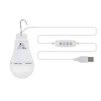 USB Light Bulb Dimmable USB Powered Emergency Lamp 60w Incandescent Equivalent Dimmable Three Color Change Night Light with Switch for Home Reading Light, Portable USB LED Light Bulbs for Camping