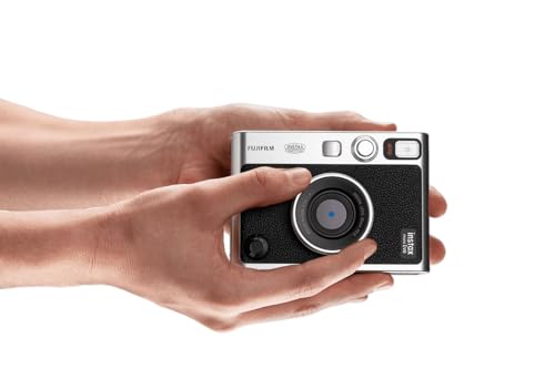 FUJIFILM INSTAX Mini EVO Hybrid Instant Camera Black + Fuji Instax Film 20 Sheet + Custom Case & Album 32GB Accessory Bundle
