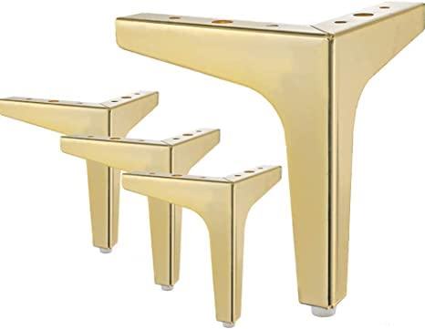 Wooden Furniture City Pack of 4pcs Metal Leg Modern Design for Sofa Couch Ottoman | Set of 4 (4 INCH, Gold)-image-44