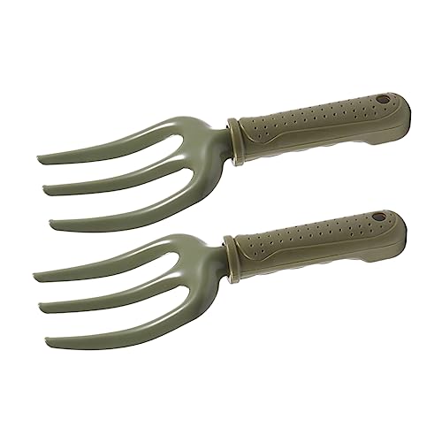 Toyvian 2pièces Fourche à Désherber Plantation Outil De Jardinage pour Fleurs Et Légumes Manche Bois Confortable