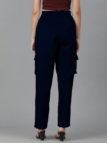 Image of KOTTY Women's High Rise Cotton Blend Relaxed Fit CargoTrousers