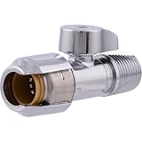 SharkBite Max 1/2 x 1/2 Inch MIP Straight Stop Valve, Quarter Turn, Push to Connect Brass Plumbing Fitting, PEX Pipe, Copper, CPVC, PE-RT, HDPE, UR24947
