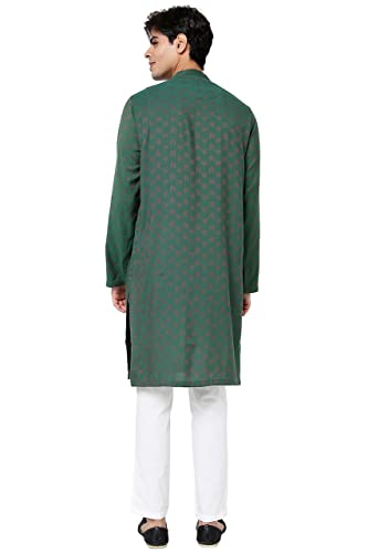 In-Sattva Men's Indian Mandarin Collar Geometric Patterned Long Kurta Tunic4