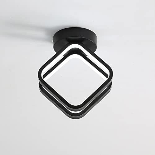 Delaveek Luminaire Plafonnier Dimmable, Lampe de Lustre Noir, 3000K-6000K Commutateur de gradation, 20W 2000lm Plafonnier LED Moderne pour Couloir Chambre Balcon Salle de bain Cover