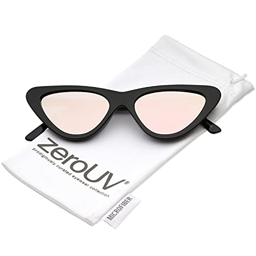 Image of zeroUV Women's Small Thick Neutral Colored Flat Lens Cat Eye Sunglasses 51mm