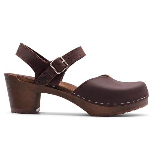 Image of Sandgrens Handmade Swedish Wood Clogs for Women, High Heel Sandal | Victoria