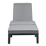 SVITA Peach Polyrattan Sonnenliege Gartenliege Relaxliege Polsterauflage 5-Fach verstellbare Rückenlehne - 7