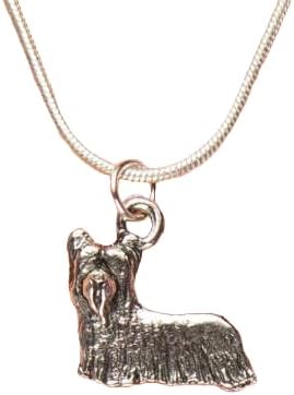 Skye Terrier Dog Necklace, Toy Breed Dog Charm Silkie Yorkie Yorkshire Terrior n 30" chain charm Fast Free Supply