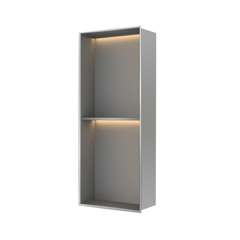 QUSYZD Black Stainless Steel Shower Niche with Light Waterproof Wall Inserted Organizer Shelf for Bathroom Storage,Grey-120x28x12.5cm,Grey-70x28x12.5cm