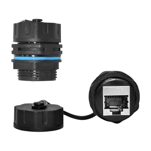 ZUZONG Panel Mounting Waterproof RJ45 Coupler, Shielded Pure Copper Ethernet Coupler Waterproof Outdoor LAN Cable Connector for Cat5/Cat6/Cat6A/Cat7 Ethernet Cable (2 PCS Female with Dust Cap) Cover