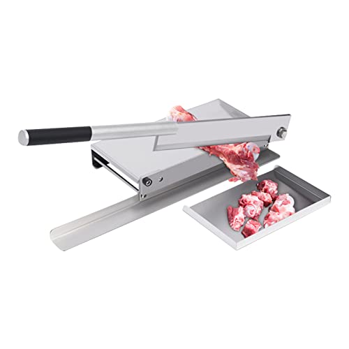DNYSYSJ Manual Meat Bone Cutter, Silver, Stainless Steel Blade, 16 Inch, Heavy Duty Meat Cutting Machine for Pork, Mutton, Beef Slicing Machine for Home Use