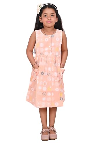 Image of CMMCHAAH Pure Cotton Printed Frock Dress for Girls| Kids Dress |2-12 Years Sizes | Knee Length Frock Dress