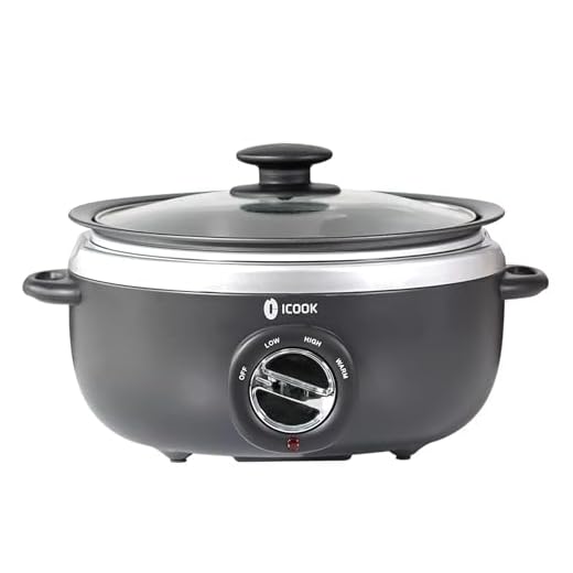 ICOOK 6.5 Quart Slow Cooker with Adjustable Temp