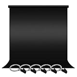 LimoStudio Photo Video Studio 5x10ft Black Muslin Backdrop Background Screen with 5x Backdrop Holder Kit