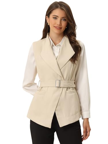 Blazer sans manches de mi-saison Allegra K aux finitions soignées et col châle