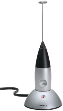BonJour Coffee Rechargeable "Primo Latte" Hand-Held Beverage Whisk / Milk Frother, Silver