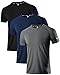 Holure Lot de 3 t-shirts de sport respirants à séchage rapide pour homme, Noir/gris foncé/bleu marine, M