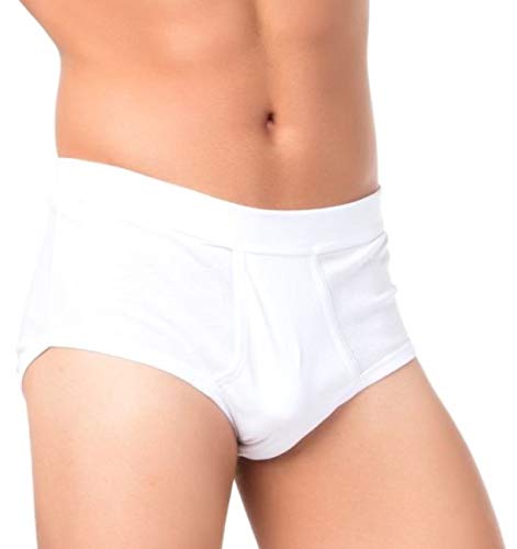 BestSale247 Lot de 3, 6, 12 slips pour homme à côtes fines avec empiècement et ceinture souple en 100 % coton noir ou blanc. Tailles 5 (M) à 13 (7XL), Lot de 3 - Blanc., XXXL Cover