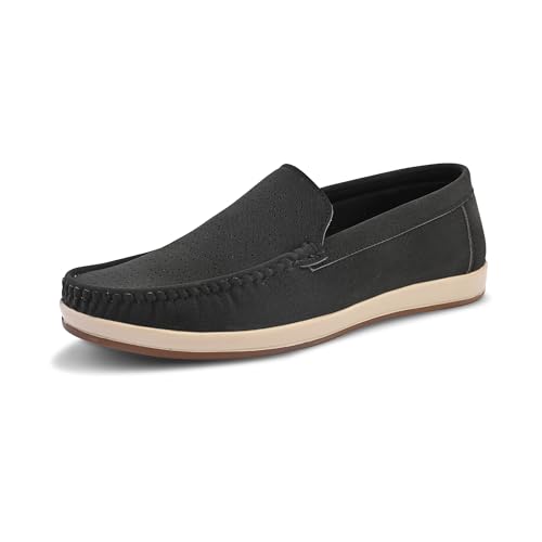 Image of Centrino Leather Loafers for Man | Slip-On Shoes for Men Stylish | Cushioned Insole | Lightweight Comfortable Moccasin Shoes | Hand-Stitched Casual Footwear | Mens Loafer Shoes for Office (9569)