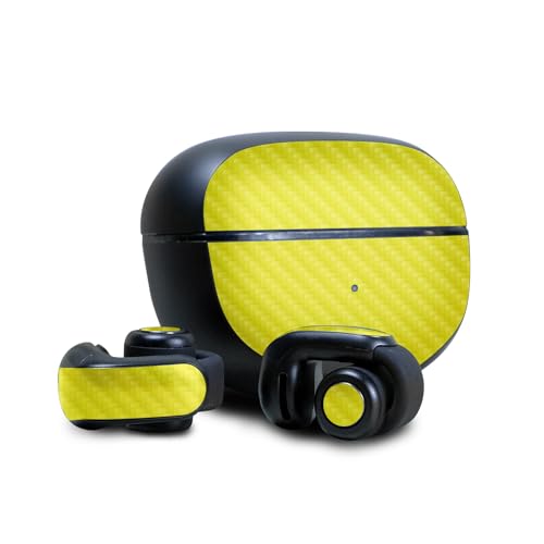 Image of Carbon Fiber Skin Compatible with Bose Ultra Open Earbuds - Solid Yellow - Premium 3M Vinyl Protective Wrap Decal Cover - Easy to Apply | Crafted in The USA by MightySkins