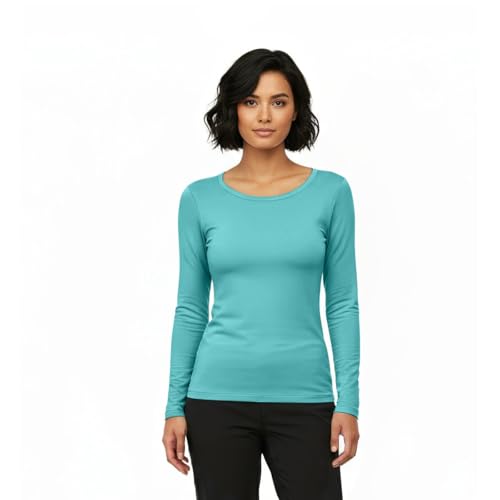 Image of Natural Uniforms Women's Long Sleeve Underscrub T-Shirt - Cotton Blend Scrub Base Layer for Nurses & Medical Professionals