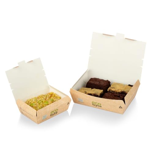 Ecobyte ITC Clamshell Lunch Box [500 ml] – [Pack of 25] Disposable Germ-Free Takeaway Container, Plastic-Free w/Compostable BioSeal Coating, Oil & Grease Resistant Biodegradable Food Container