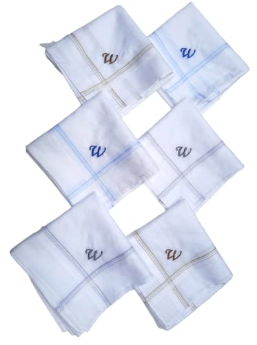Image of ANTONIA Men's Initial Alphabet Handkerchiefs | Premium Cotton Personalized Hankies with Letter Embroidery (A-Z) | Soft, Absorbent & Reusable | Formal, Wedding & Gift Use | Pack of 6