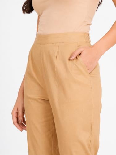 Image of Yash Gallery Women's Regular Fit Mid Rise Solid Lycra Trouser Regular Pants