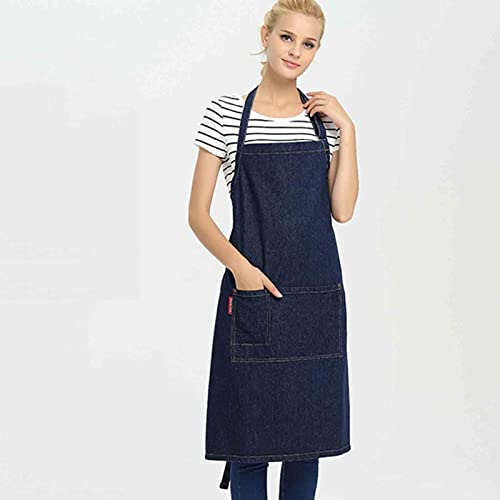 Delantales de Estilista para Mujeres con Bolsillos Delantales de Mezclilla para Hombres Delantal de Parrilla de Barbacoa Sin Mangas para restaurantes Barista