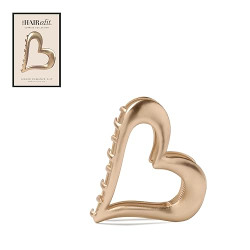 The Hair Edit Gilded Romance Heart Claw Clip Medium Size Hair Accessory for Women Perfect for Half-Up Styles or Medium to Fine Hair Updos Elegant Gold Metal Hair Clip for Styling & Everyday Wear