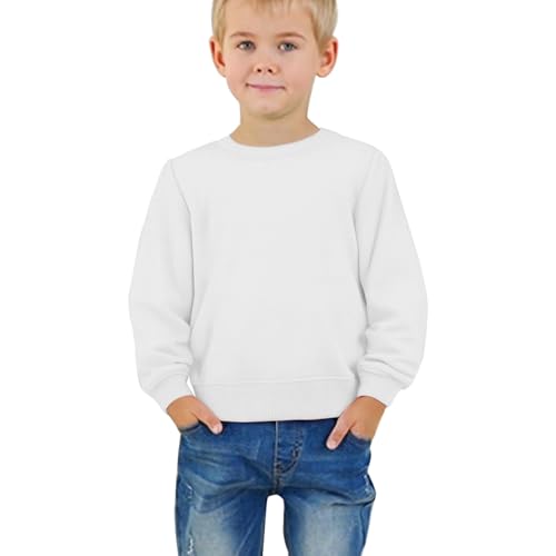 Kids Crewneck Sweatshirt Cute Blank Pullovers Girls Boys Warm Fleece Lined Sweatshirt Fall Winter Casual School Shirt