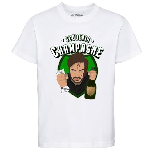 MAGLIERIA CONFORTI Maglietta della Famosa Scuderia Champagne - Filippo Champagne H24 in Gaina Unisex Uomo Donna Ragazzi (IT, Testo, XXL, Regular, Regular, Bianco)