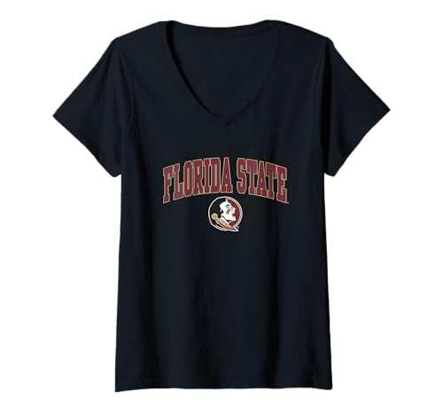 Womens Florida State Seminoles Arch Over Officially Licensed V-Neck T-Shirt