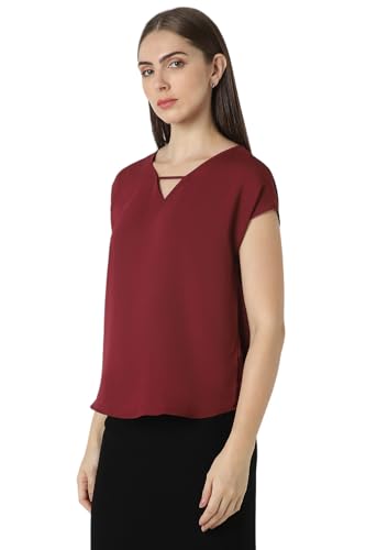 Image of Van Heusen Women's Polyester Regular Fit V-Neck Formal Top