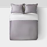 Playboy Duvet Cover Set Queen Size - 100% Cotton Twill Bedding - Dual Tone Grey - Includes 2 Pillow Covers with Bunny Embroidery - Soft and Lightweight