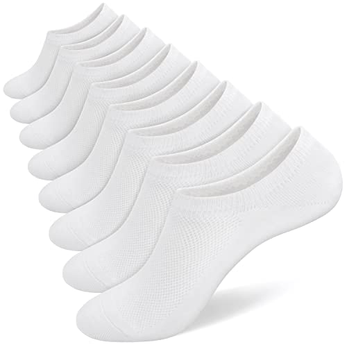 SIXDAYSOX White No Show Cotton Socks Mens 8 Pairs Ondo Low Cut Invisible Socks No Slip Loafer Socks Size 12-14 by SIXDAYSOX - Used condition - US$11.57