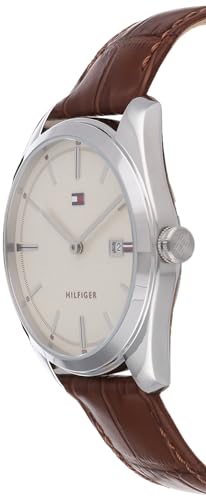 ساعة يد ثيو انالوج بحركة كوارتز للرجال من تومي هيلفيجر, بني/بيج