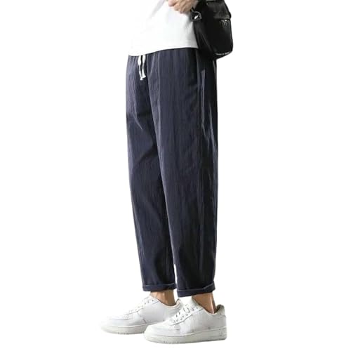 Pantalon en lin hommes de style chinois coupe droite et tissu léger