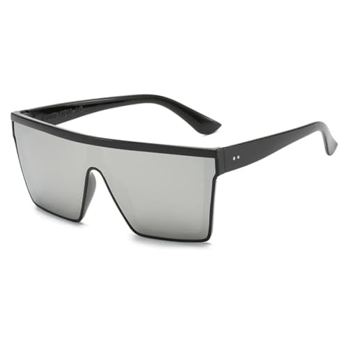 Lunettes de soleil vintage surdimensionnées noir et argent avec verres dégradés UV400