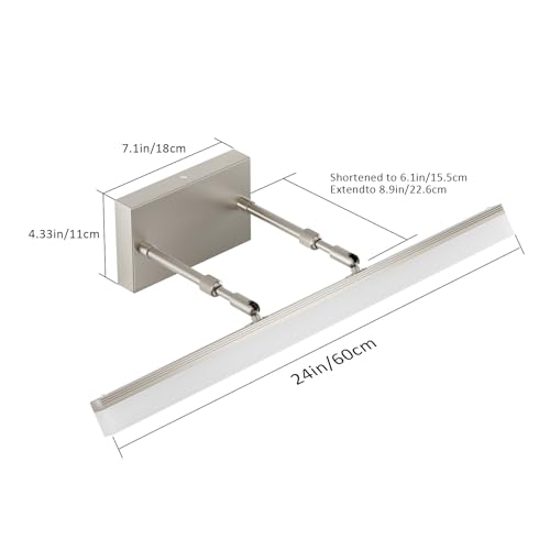 Image of Aipsun 24 inch Modern Brushed Nickel Vanity Light Adjustable Bathroom Light Fixtures Over Mirror Rotatable Vanity Lighting 5500K