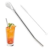 304 cuchara de paja de acero inoxidable: de doble función para agitación de café, cucchara de filtro, cepillo | de té de leche cuchara mate, paja multipropósito reutilizable