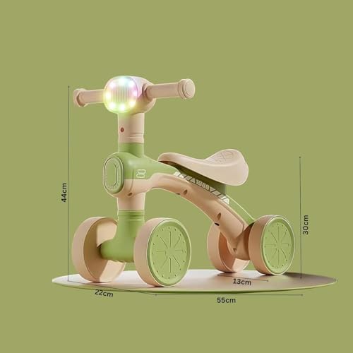 Image of Kids Balance Bike with Music & LED Lights | 4 Wheel Toddler Ride On Toy for 1-5 Years Boys & Girls | Lightweight, Safe & Durable Baby Walker Bike (Green (KB-157))