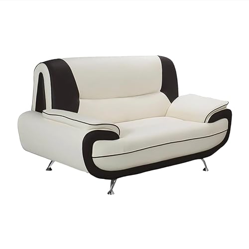 Mobilier-Deco MUZA - Canapé Design 2 Places en Simili Cuir Blanc et Noir