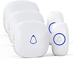SECRUI Sonnette de porte sans fil 3 Récepteurs, étanches Mini Sonnette de porte 1,000ft Gamme assez grande avec 5 Niveaux de volume Chimes de porte & Couleur LED Blanc clignotant