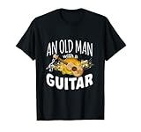 Un vieil homme avec une guitare acoustique T-Shirt