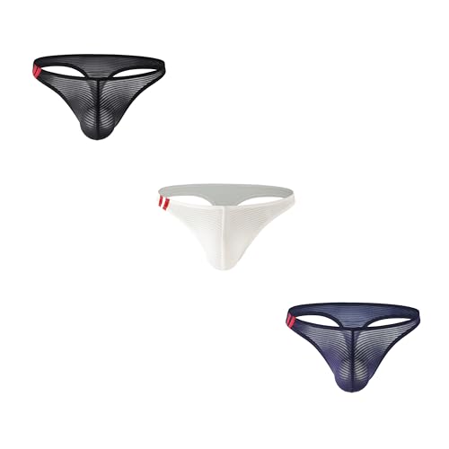 Men's Nylon Thong Low Rise Solid Bikini Briefs Underwear2