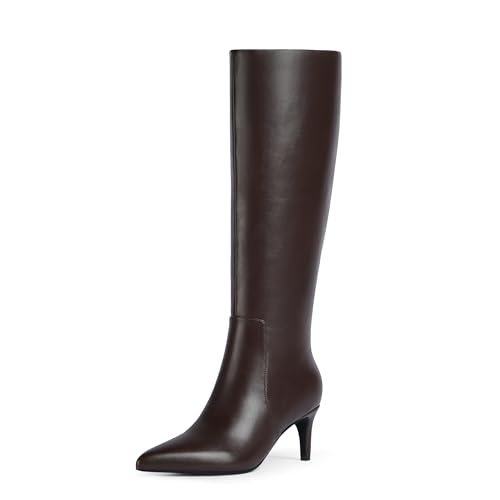 Image of QIY Kitten Heel Knee High Boots for Women Fall Tall Boots | Stylish Pointed Toe, Low Heel For All-Day Comfort, Zipper For Easy On & Off, Ideal For Fall & Winter