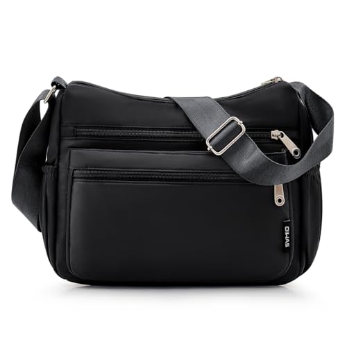 OIWAS Bolso bandolera grande para mujer, bolso de hombro, bolso de mensajero, resistente al agua, Negro